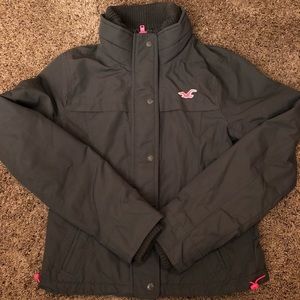 Dark grey and hot pink Hollister winter coat